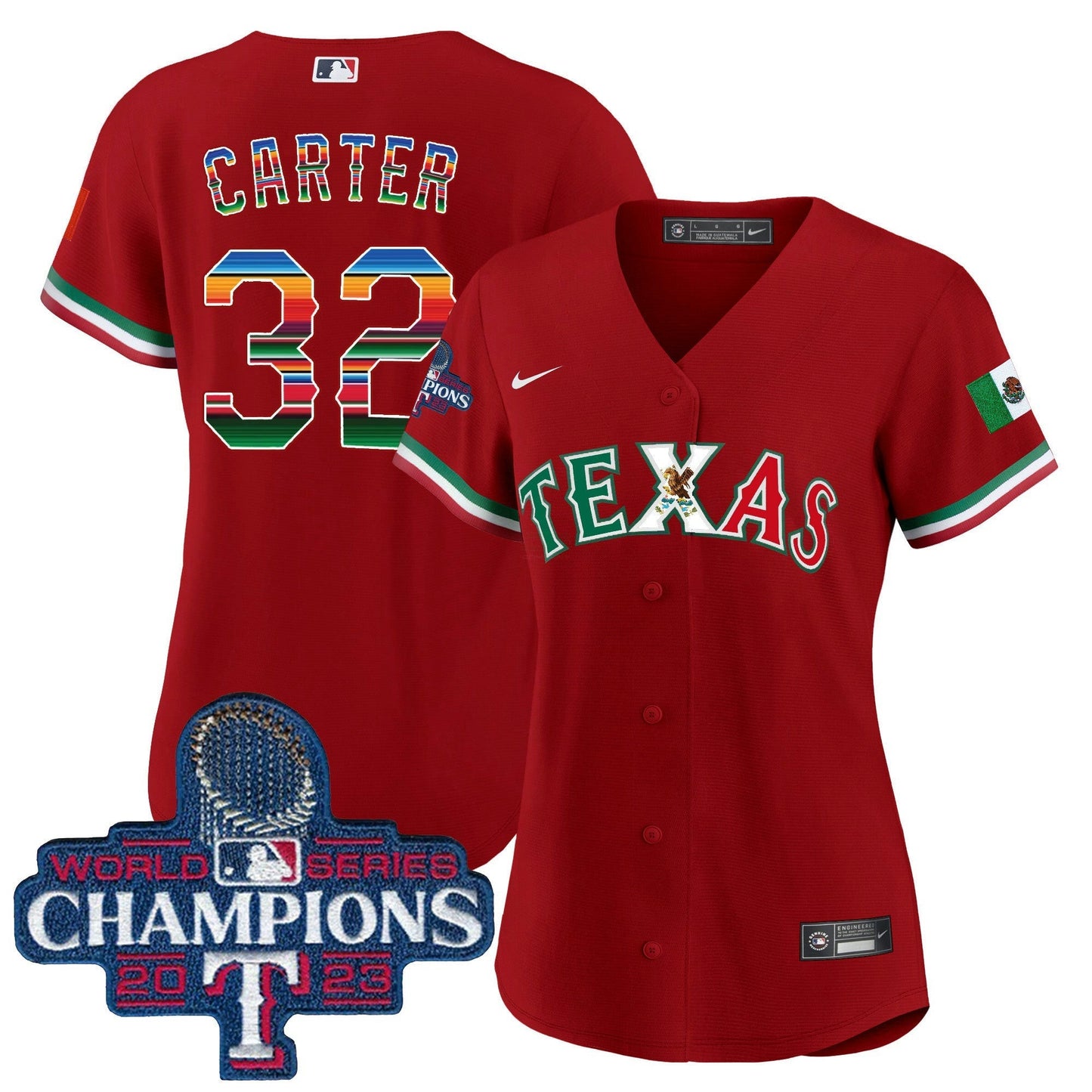 Camisa MLB Women’s Texas Mexico 2023 World Series Champions Jersey V2