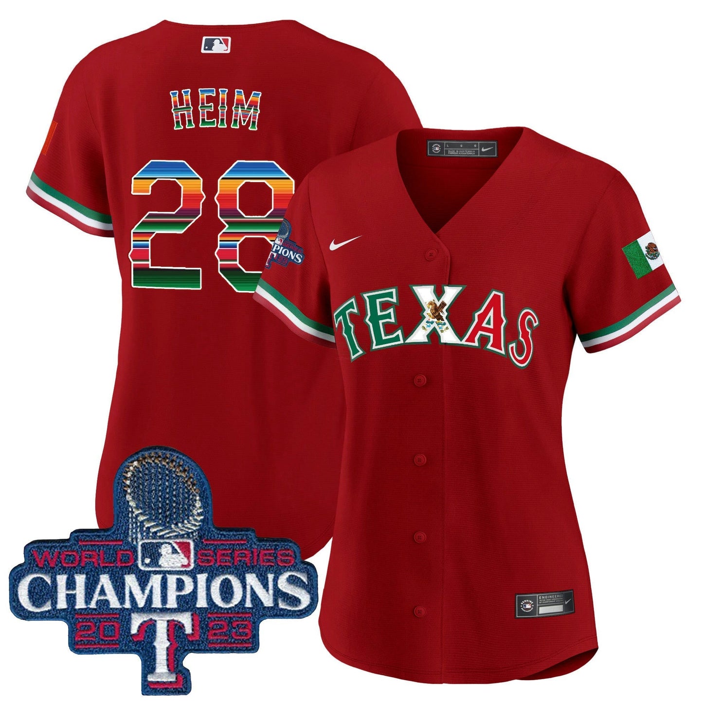 Camisa MLB Women’s Texas Mexico 2023 World Series Champions Jersey V2