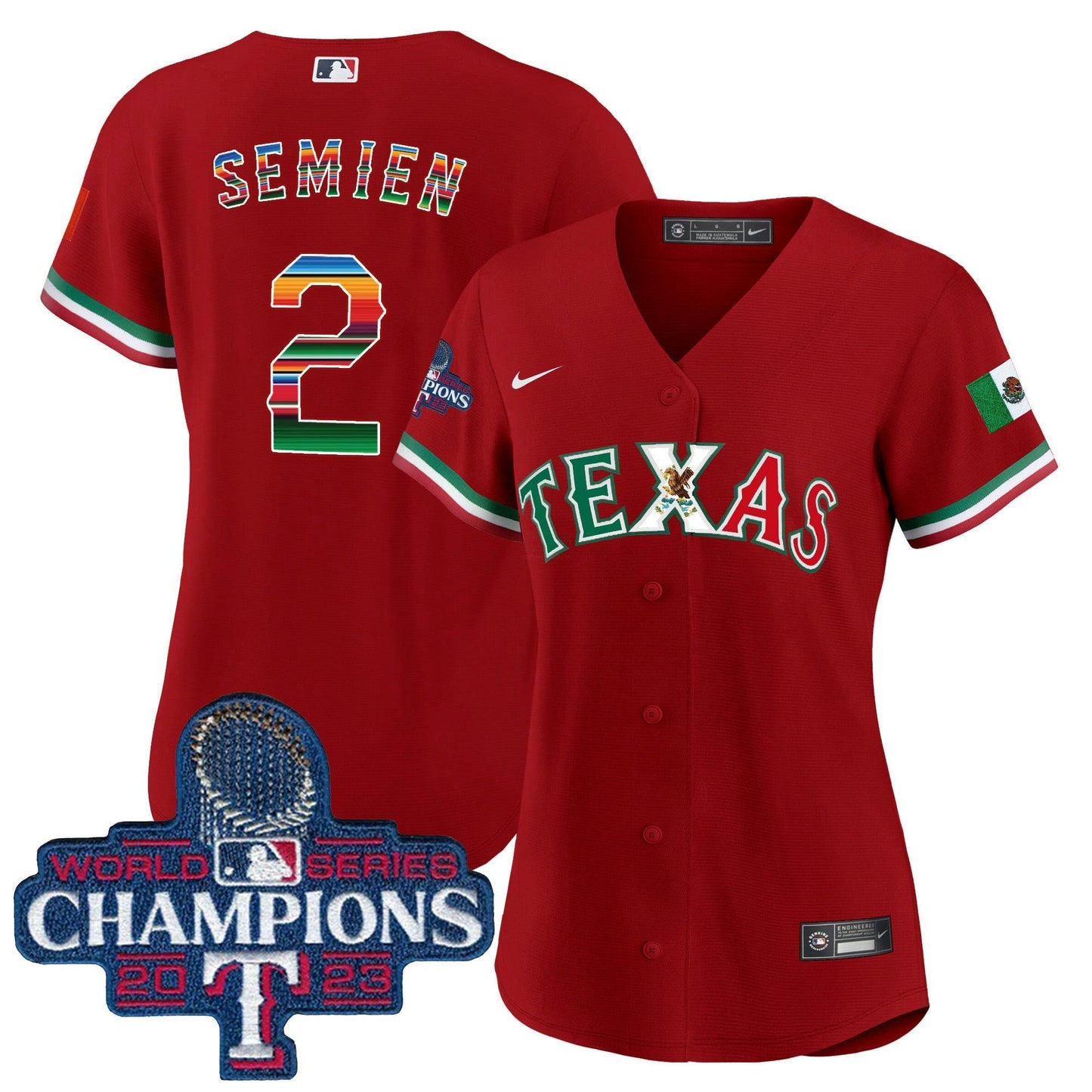 Camisa MLB Women’s Texas Mexico 2023 World Series Champions Jersey V2