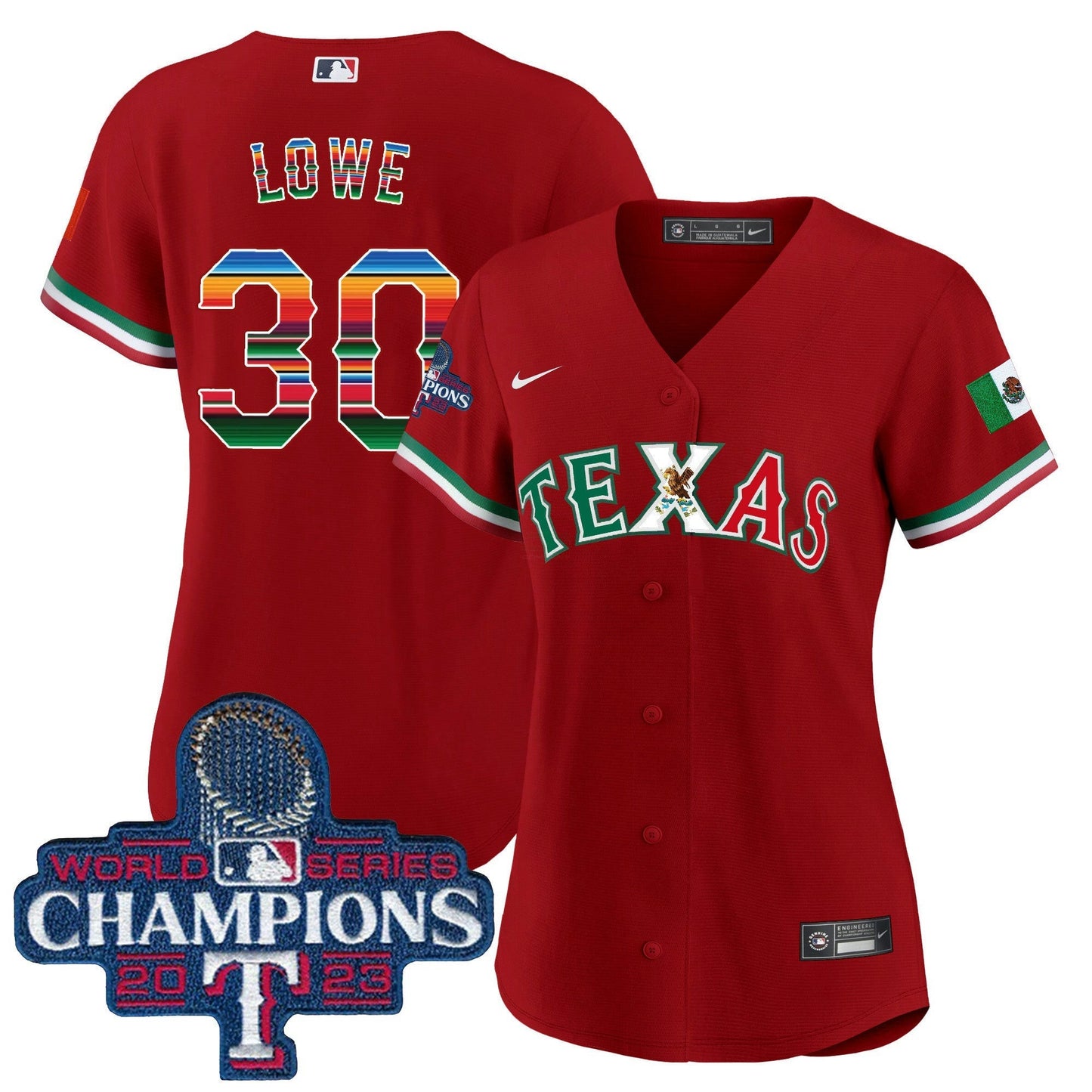 Camisa MLB Women’s Texas Mexico 2023 World Series Champions Jersey V2