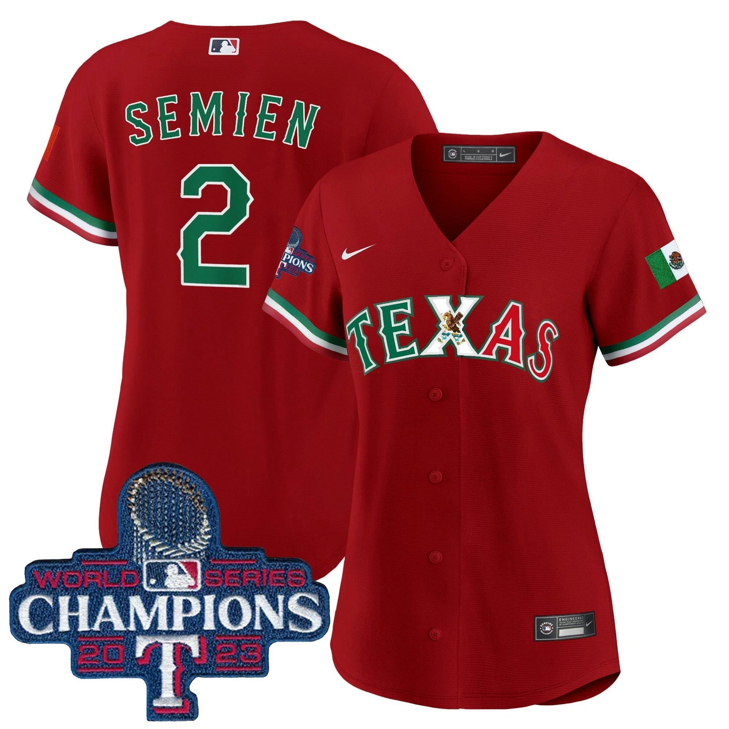 Camisa MLB Women’s Texas Mexico 2023 World Series Champions Jersey