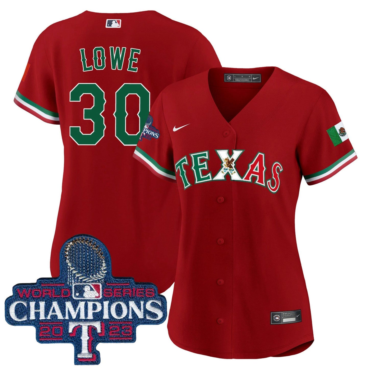 Camisa MLB Women’s Texas Mexico 2023 World Series Champions Jersey