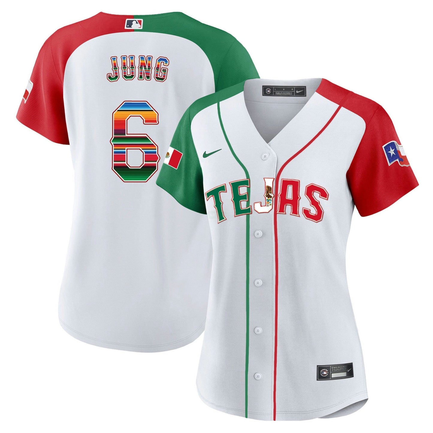 Camisa MLB Women’s Texas Mexico Flag Jersey