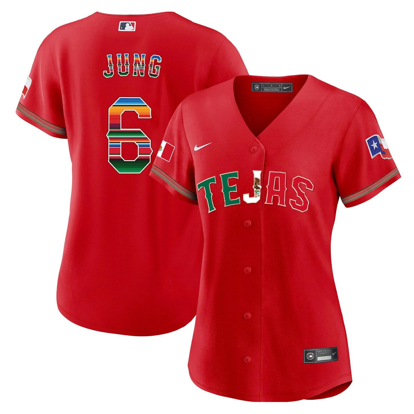 Camisa MLB Women’s Texas Mexico Flag Jersey