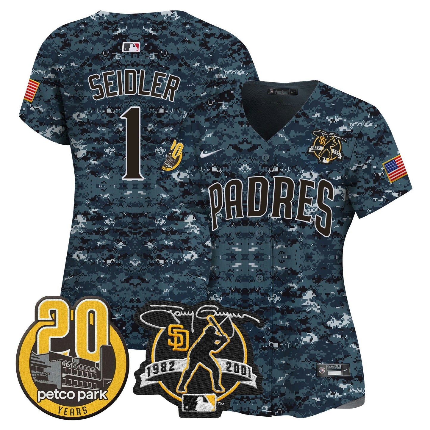 Camisa MLB Women’s Tony Gwynn & Petco Park 20th Patch USMC Vapor Premier Limited Jersey