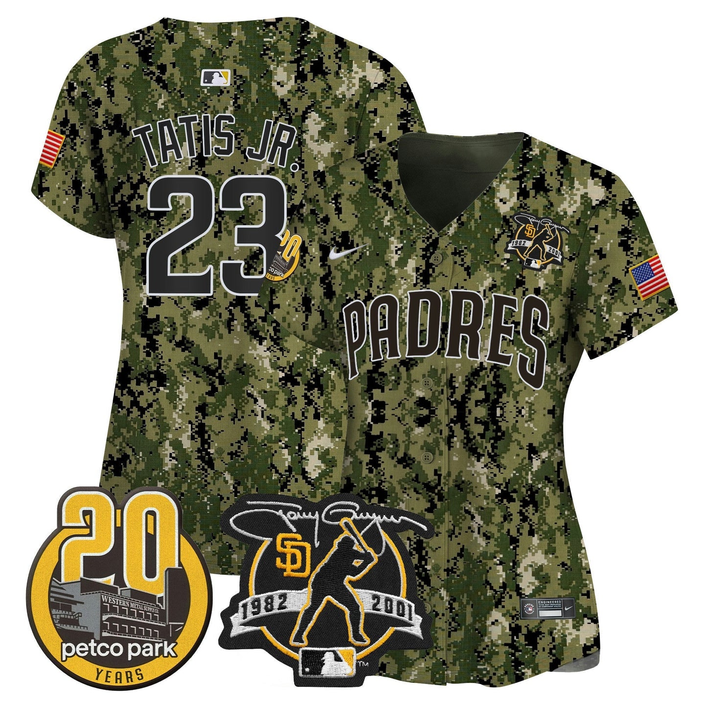 Camisa MLB Women’s Tony Gwynn & Petco Park 20th Patch USMC Vapor Premier Limited Jersey
