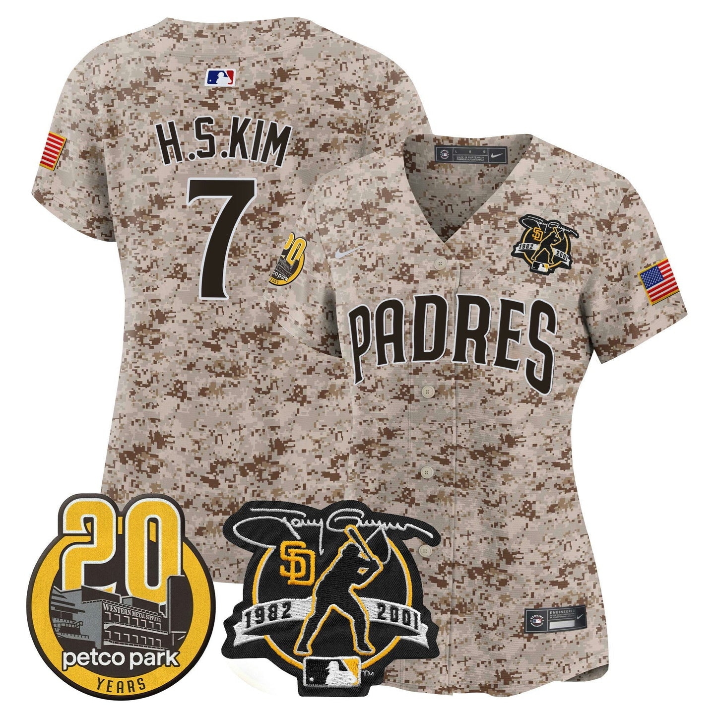 Camisa MLB Women’s Tony Gwynn & Petco Park 20th Patch USMC Vapor Premier Limited Jersey