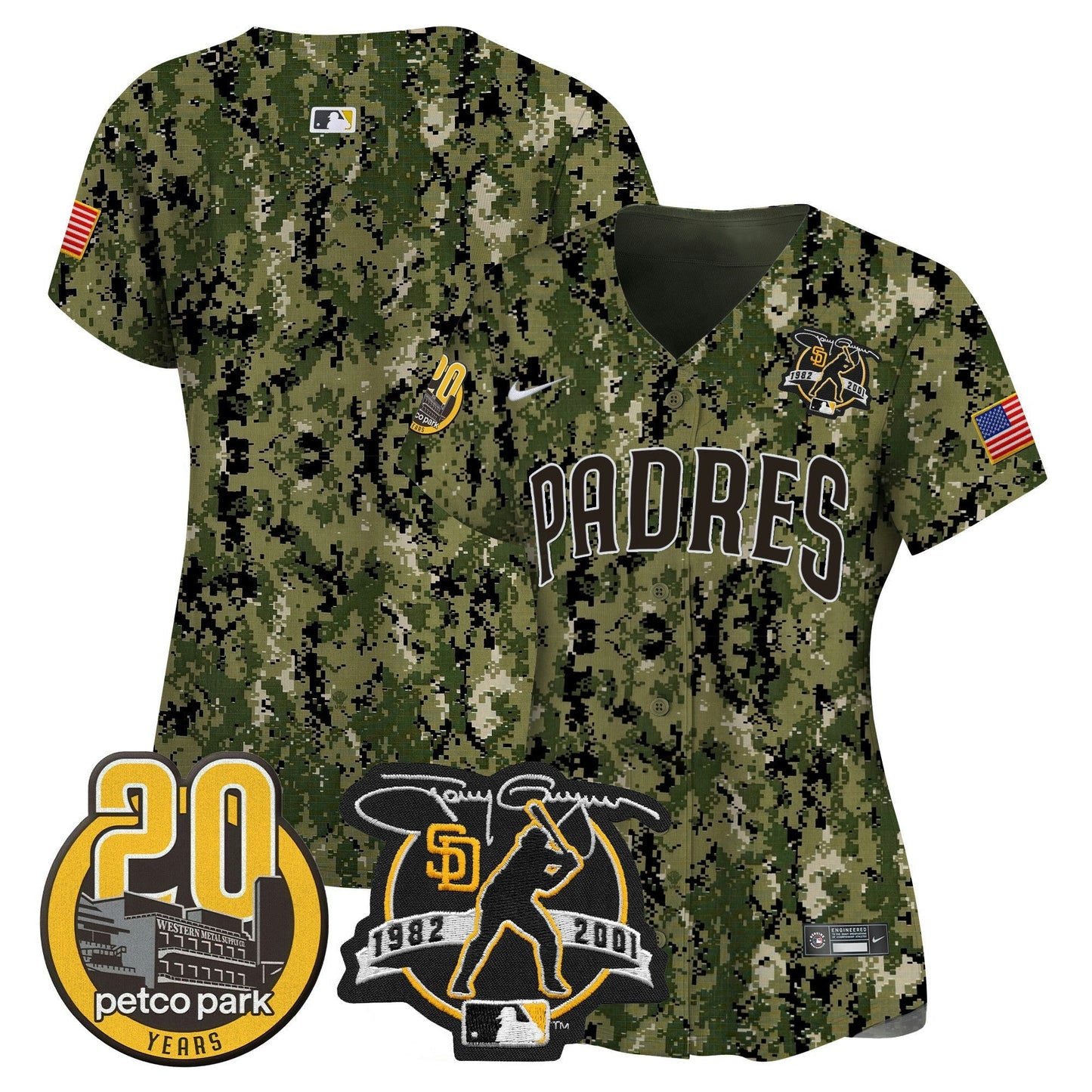 Camisa MLB Women’s Tony Gwynn & Petco Park 20th Patch USMC Vapor Premier Limited Jersey