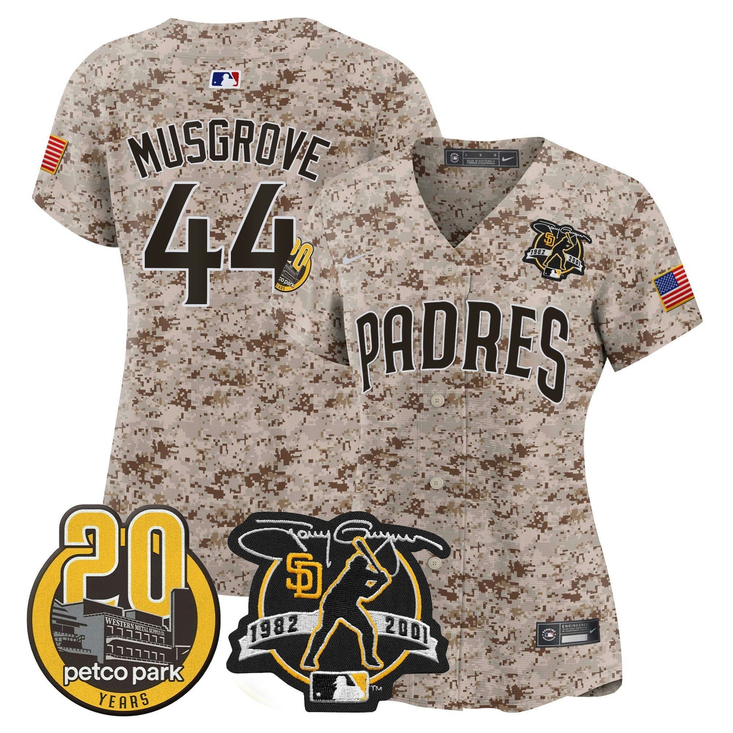 Camisa MLB Women’s Tony Gwynn & Petco Park 20th Patch USMC Vapor Premier Limited Jersey