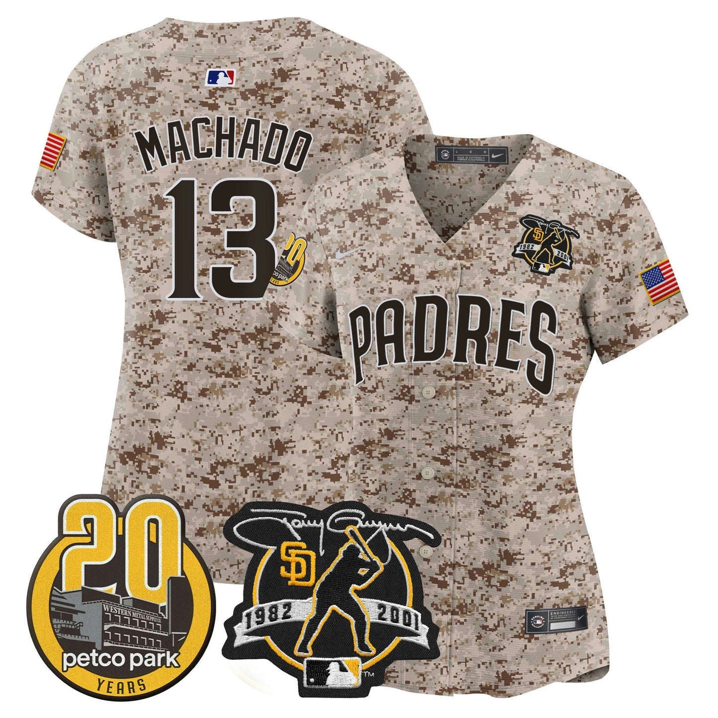 Camisa MLB Women’s Tony Gwynn & Petco Park 20th Patch USMC Vapor Premier Limited Jersey