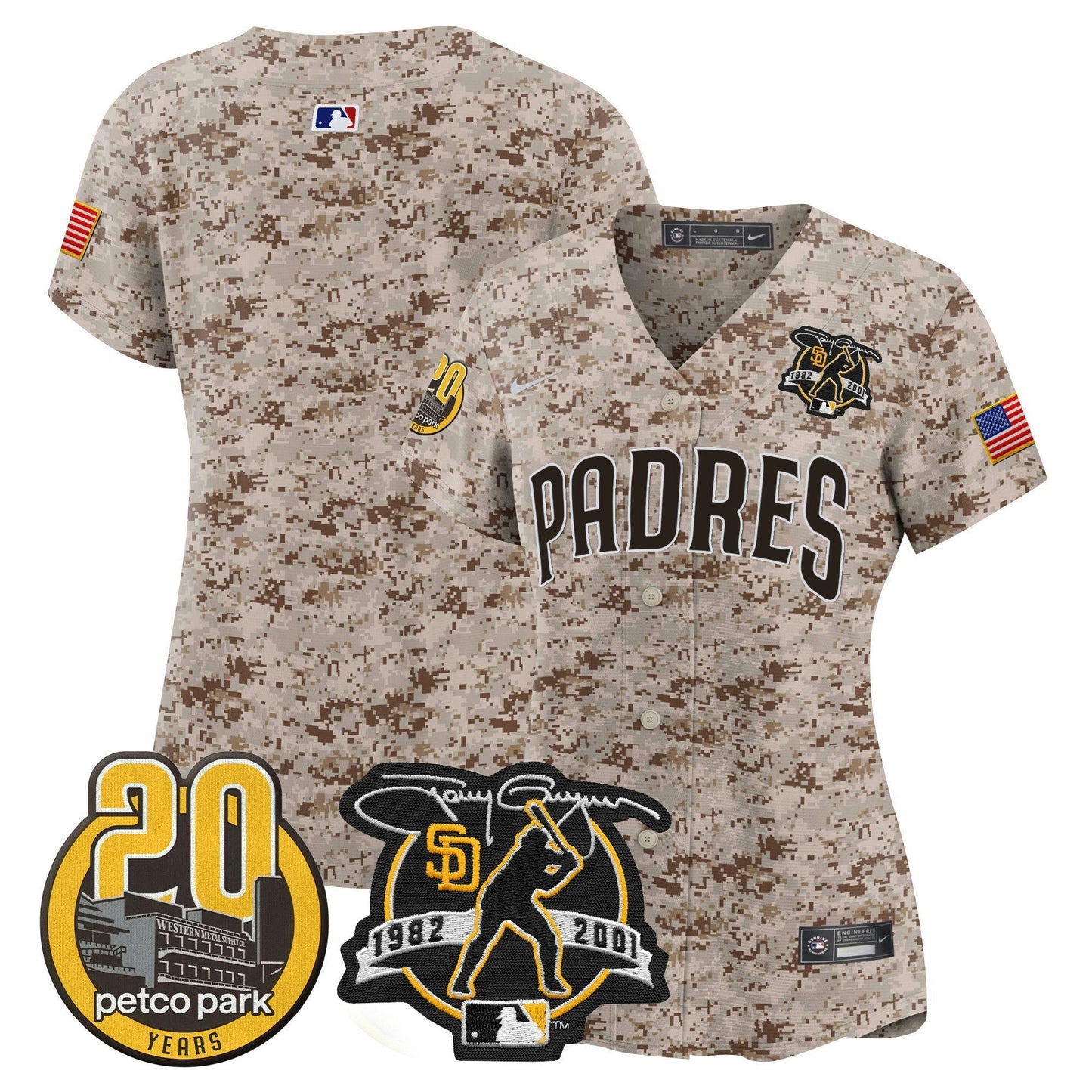Camisa MLB Women’s Tony Gwynn & Petco Park 20th Patch USMC Vapor Premier Limited Jersey