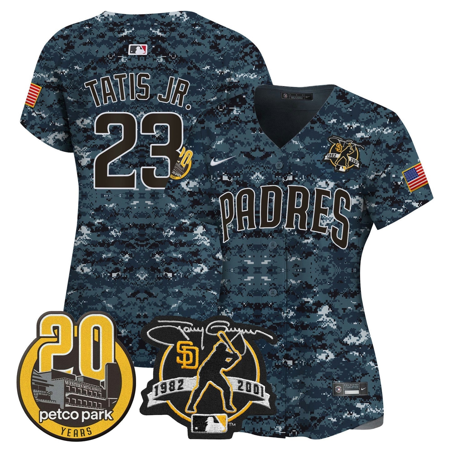 Camisa MLB Women’s Tony Gwynn & Petco Park 20th Patch USMC Vapor Premier Limited Jersey