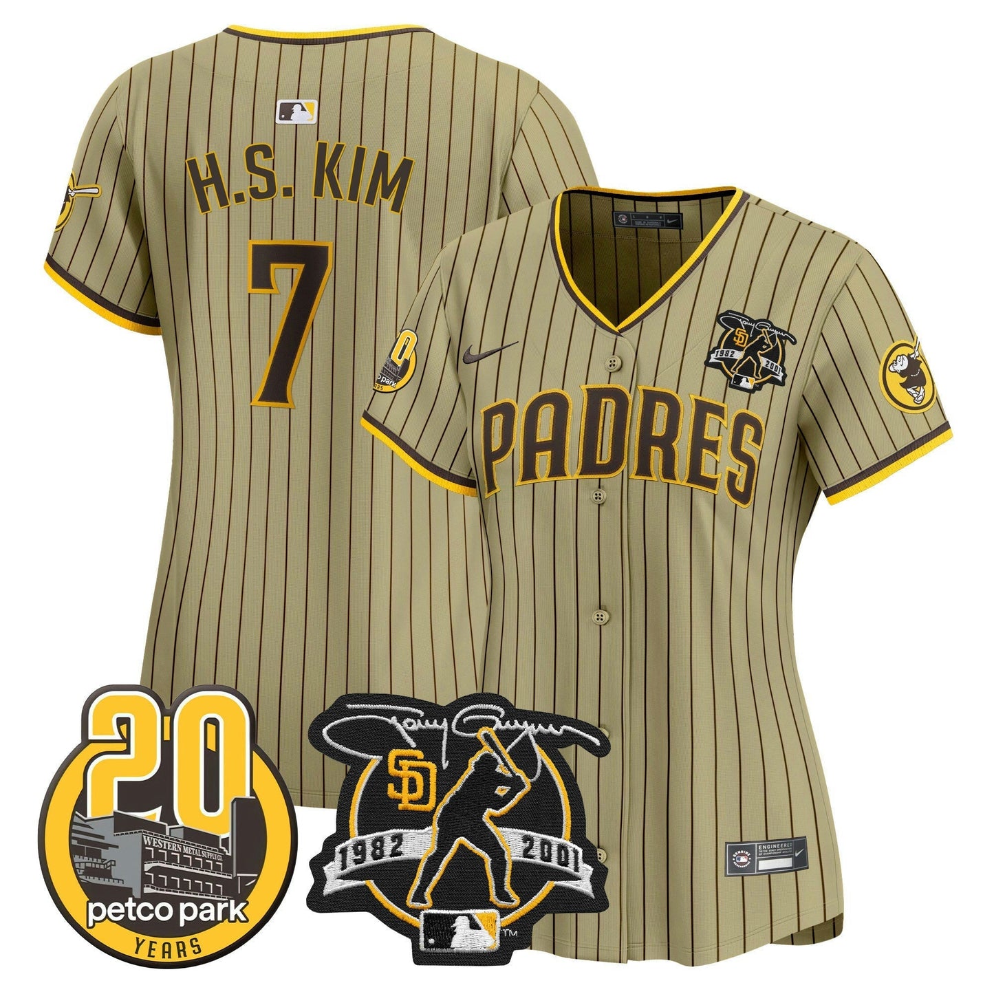 Camisa MLB Women’s Tony Gwynn & Petco Park 20th Patch Vapor Premier Limited Jersey