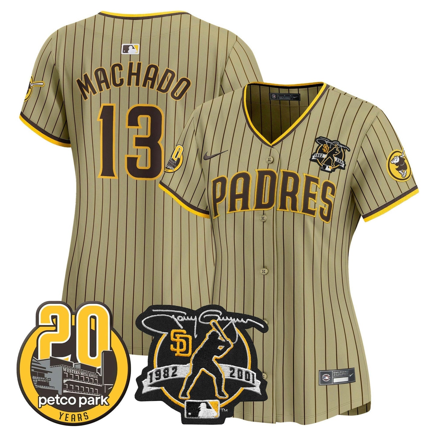 Camisa MLB Women’s Tony Gwynn & Petco Park 20th Patch Vapor Premier Limited Jersey