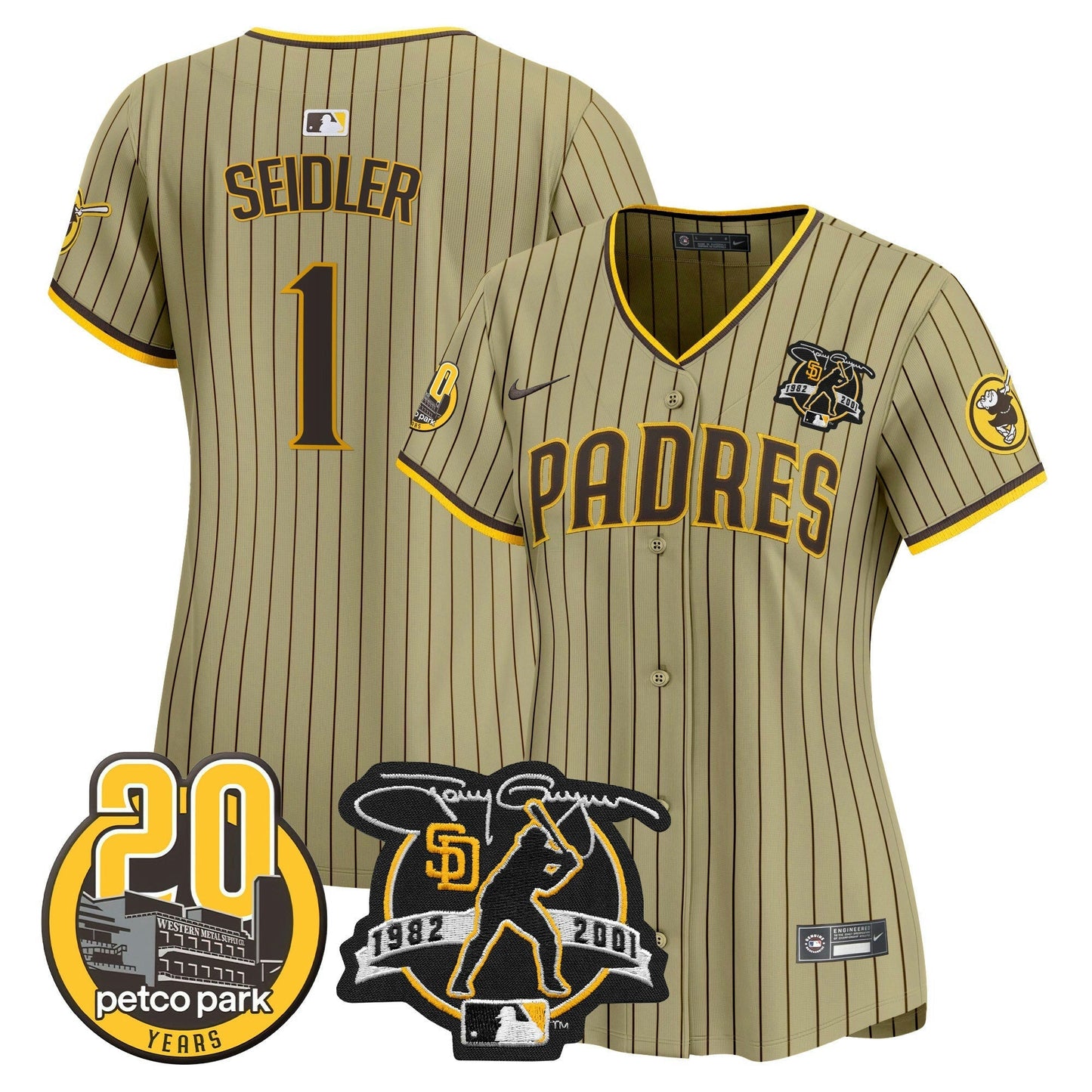Camisa MLB Women’s Tony Gwynn & Petco Park 20th Patch Vapor Premier Limited Jersey