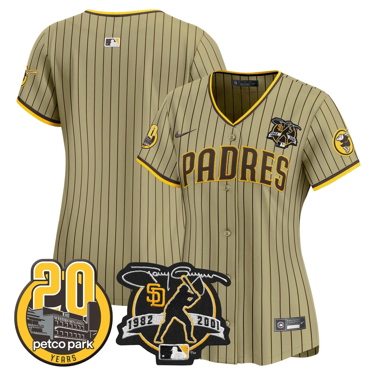 Camisa MLB Women’s Tony Gwynn & Petco Park 20th Patch Vapor Premier Limited Jersey