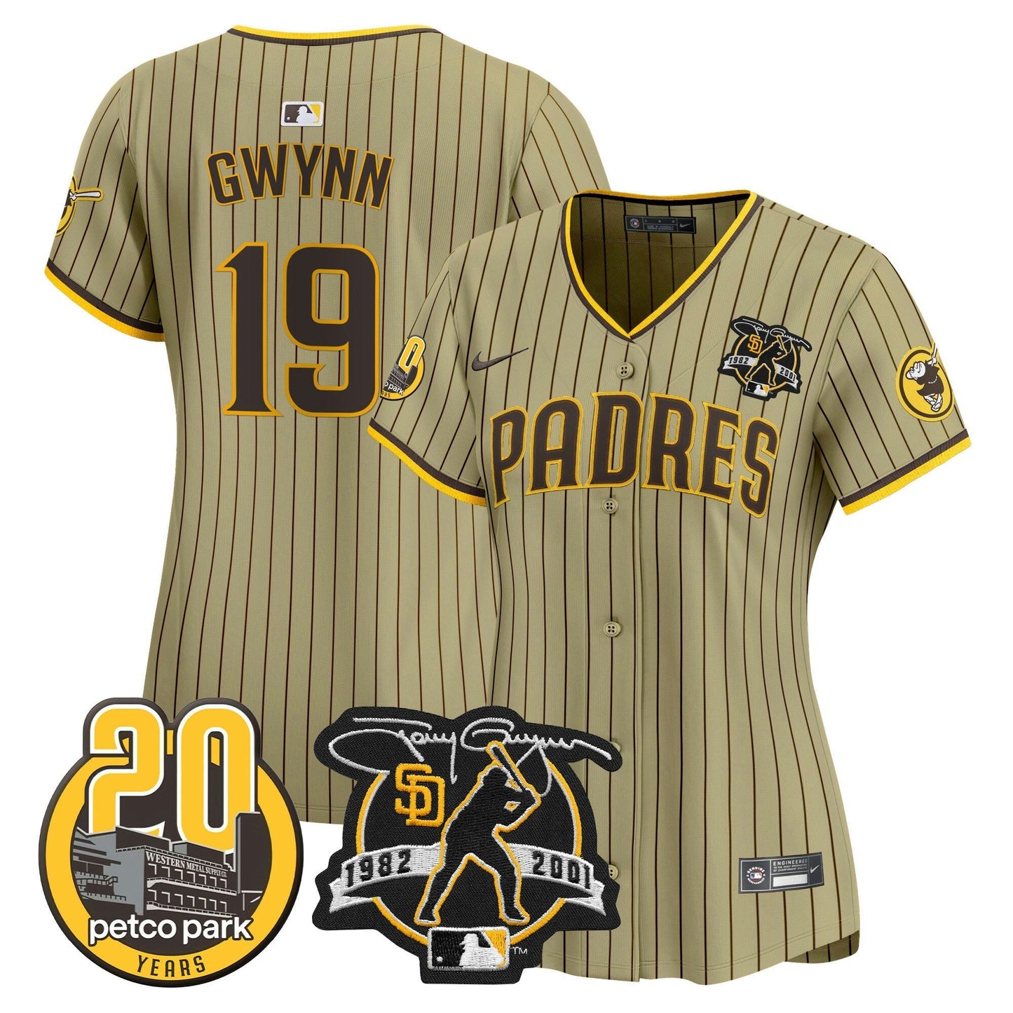 Camisa MLB Women’s Tony Gwynn & Petco Park 20th Patch Vapor Premier Limited Jersey