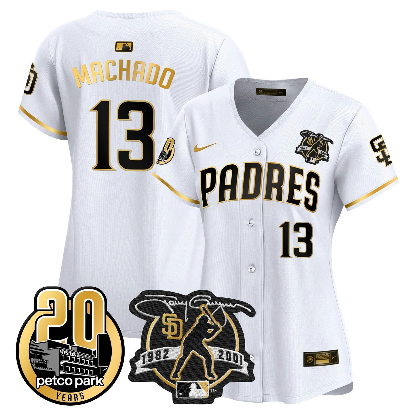 Camisa MLB Women’s Tony Gwynn & Petco Park 20th Patch Vapor Premier Limited Jersey