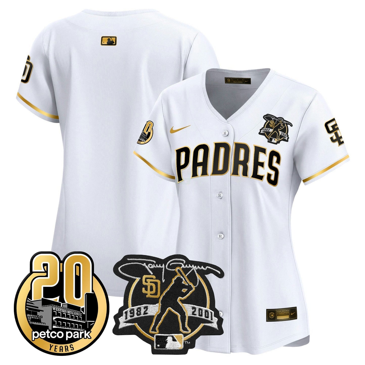 Camisa MLB Women’s Tony Gwynn & Petco Park 20th Patch Vapor Premier Limited Jersey
