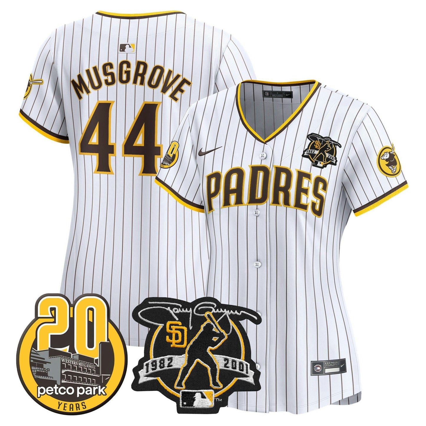 Camisa MLB Women’s Tony Gwynn & Petco Park 20th Patch Vapor Premier Limited Jersey