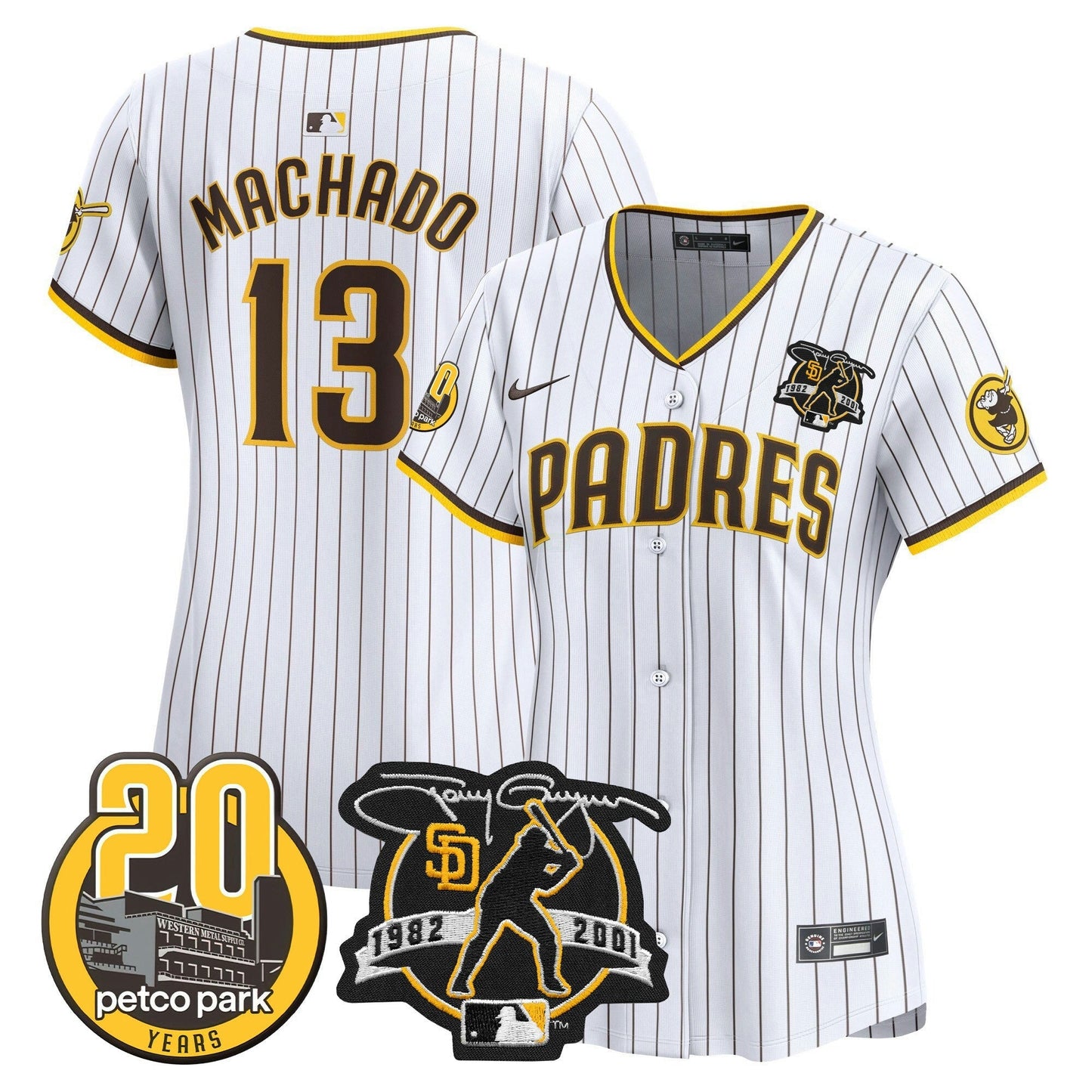 Camisa MLB Women’s Tony Gwynn & Petco Park 20th Patch Vapor Premier Limited Jersey