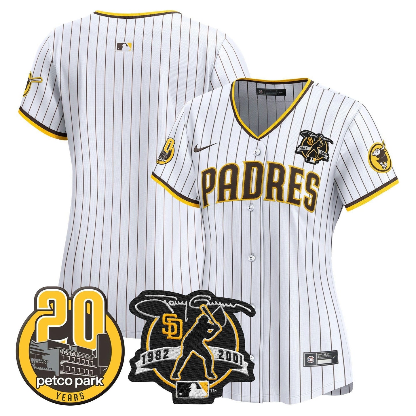 Camisa MLB Women’s Tony Gwynn & Petco Park 20th Patch Vapor Premier Limited Jersey