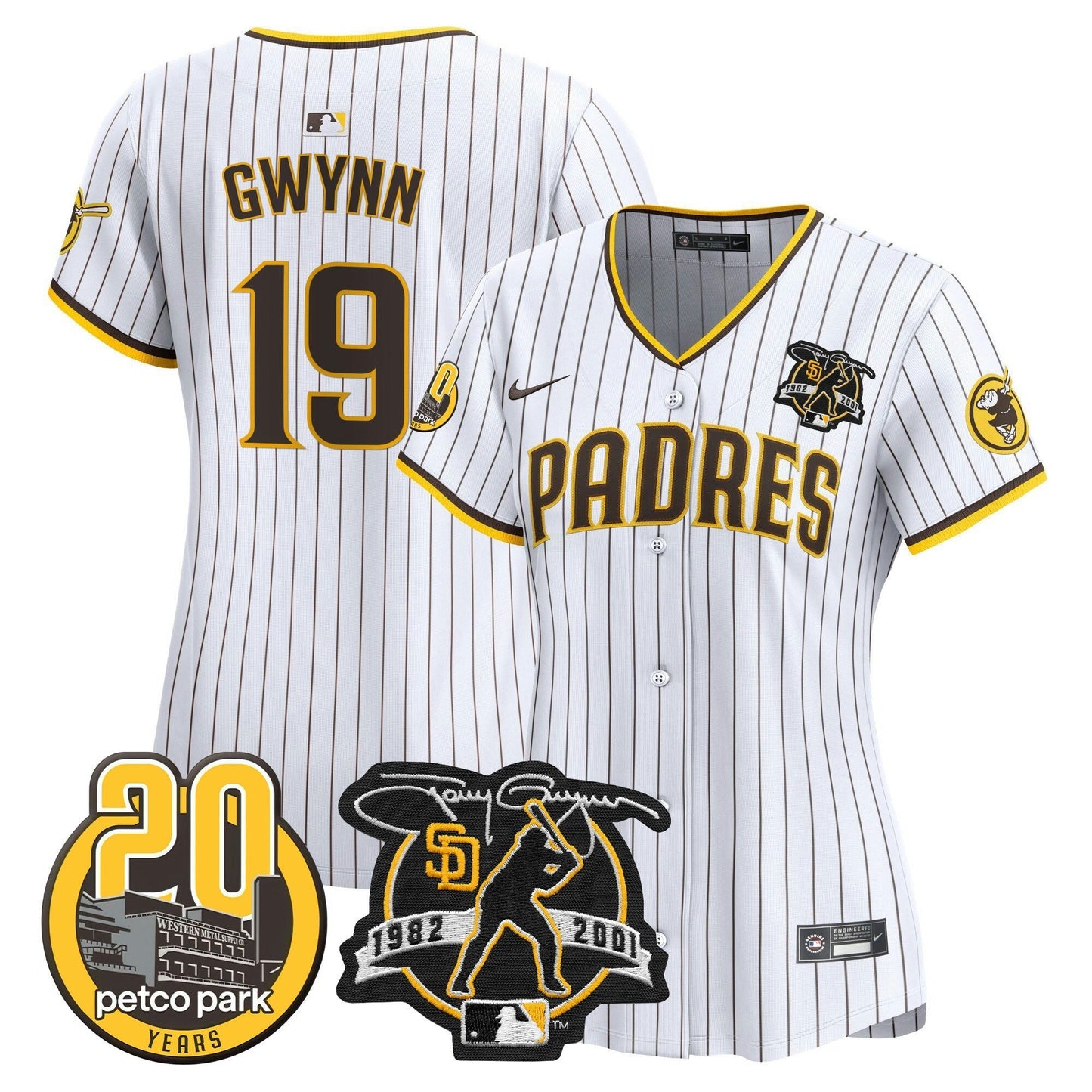 Camisa MLB Women’s Tony Gwynn & Petco Park 20th Patch Vapor Premier Limited Jersey