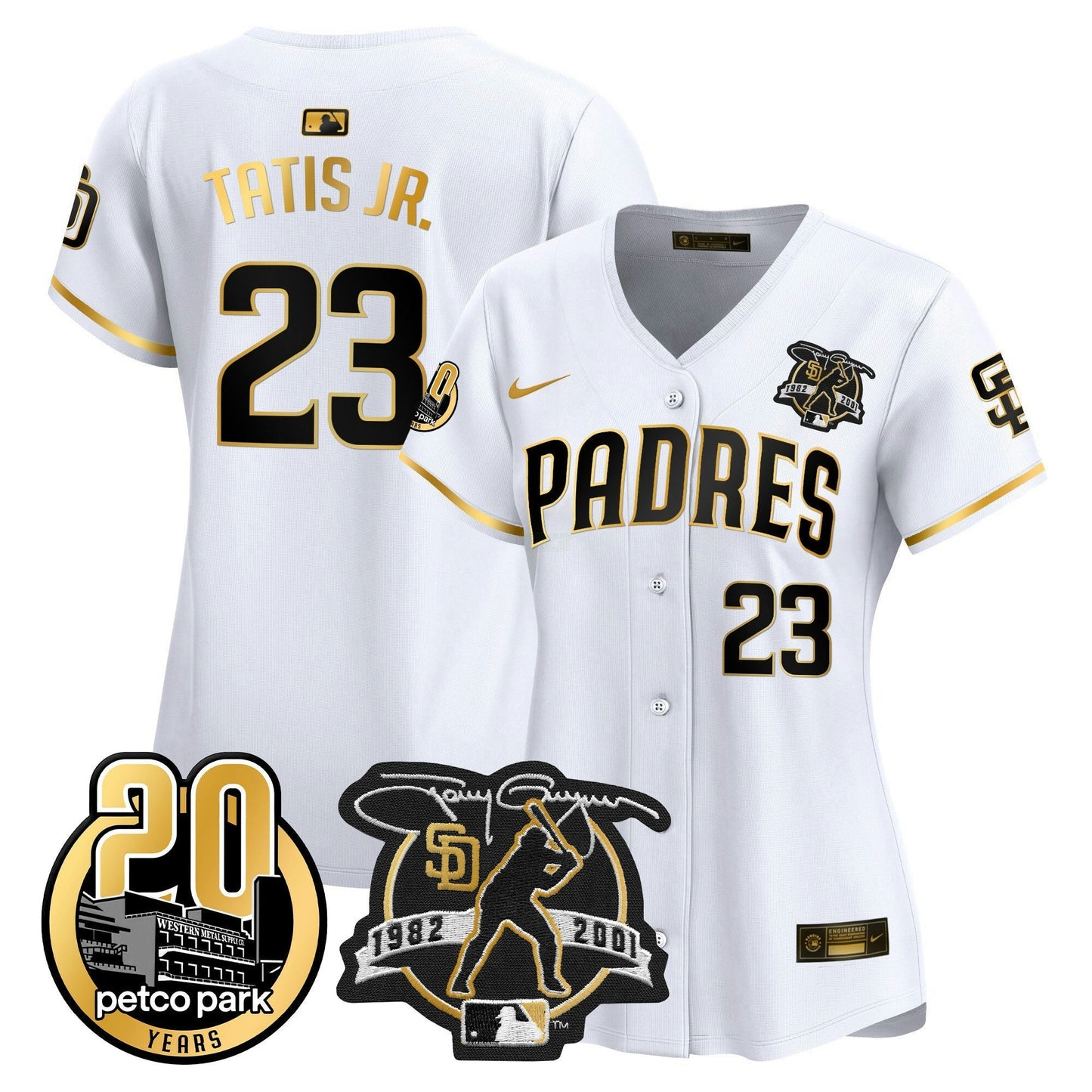 Camisa MLB Women’s Tony Gwynn & Petco Park 20th Patch Vapor Premier Limited Jersey