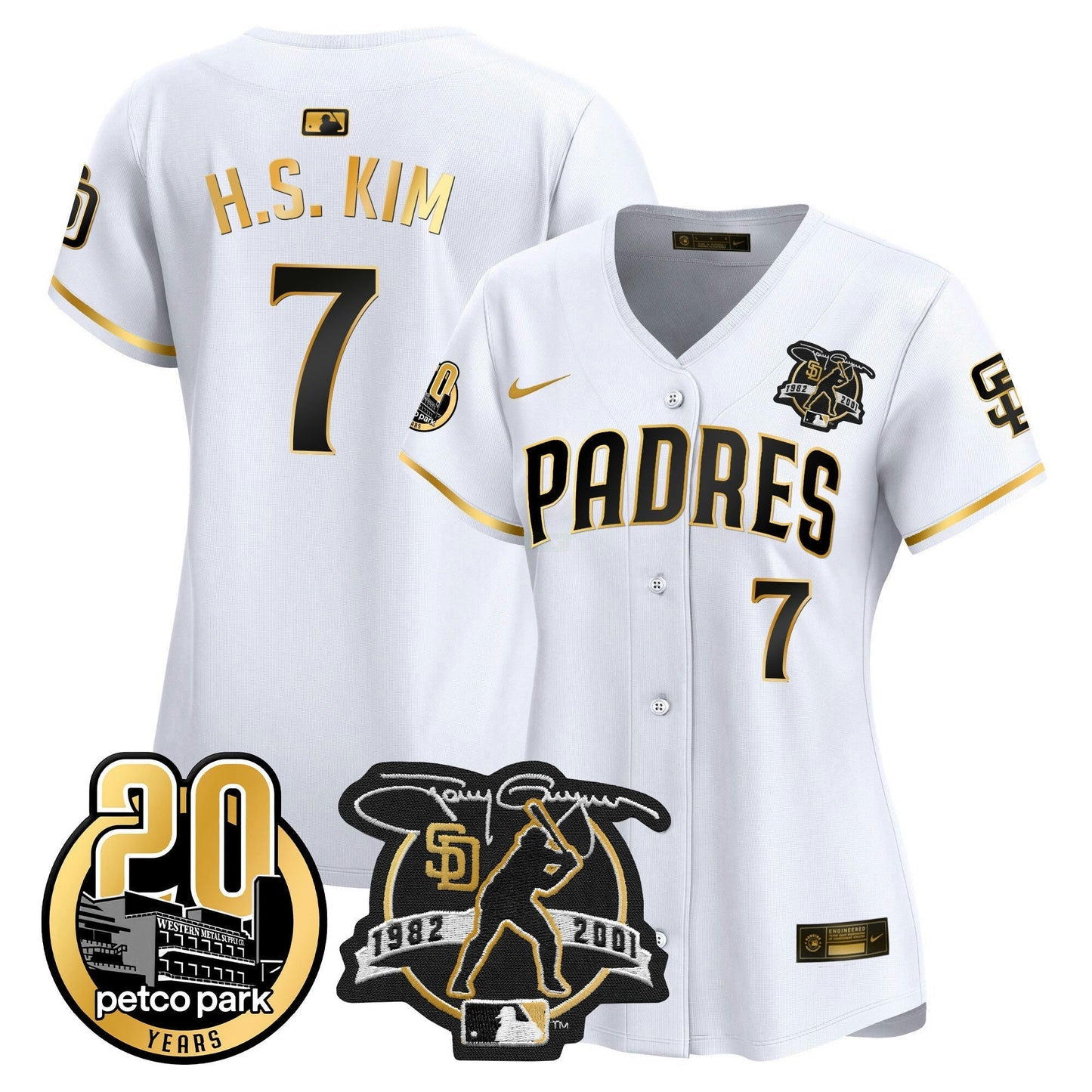 Camisa MLB Women’s Tony Gwynn & Petco Park 20th Patch Vapor Premier Limited Jersey