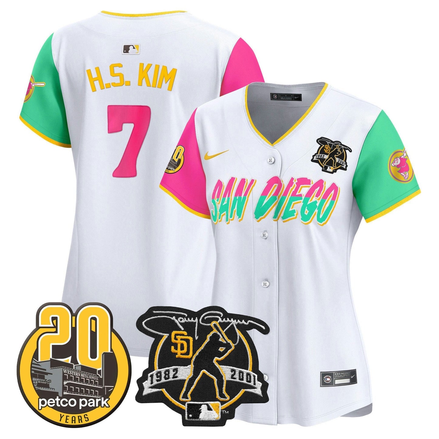 Camisa MLB Women’s Tony Gwynn & Petco Park 20th Patch Vapor Premier Limited Jersey