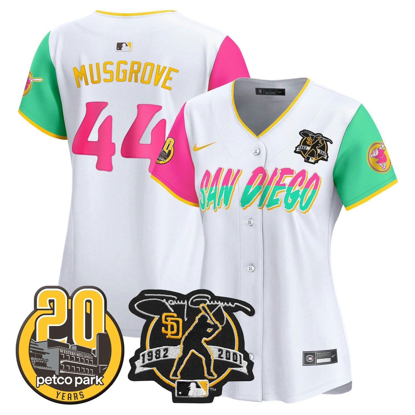 Camisa MLB Women’s Tony Gwynn & Petco Park 20th Patch Vapor Premier Limited Jersey