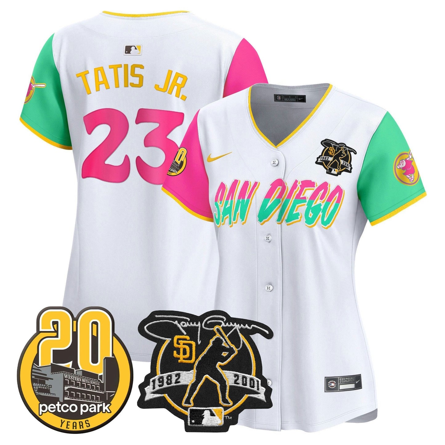 Camisa MLB Women’s Tony Gwynn & Petco Park 20th Patch Vapor Premier Limited Jersey