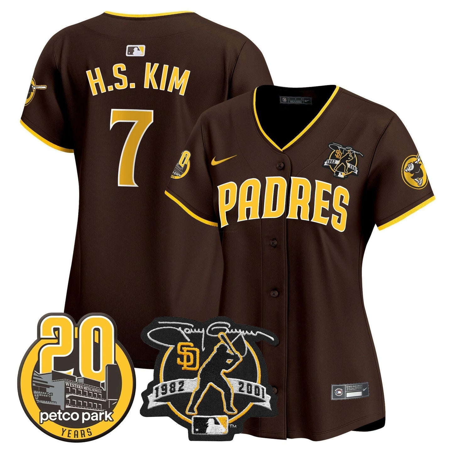 Camisa MLB Women’s Tony Gwynn & Petco Park 20th Patch Vapor Premier Limited Jersey