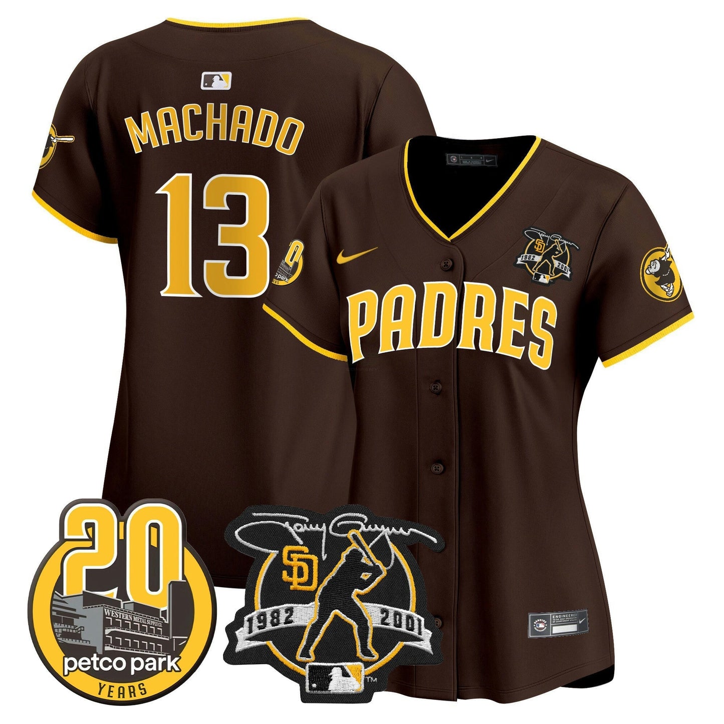 Camisa MLB Women’s Tony Gwynn & Petco Park 20th Patch Vapor Premier Limited Jersey