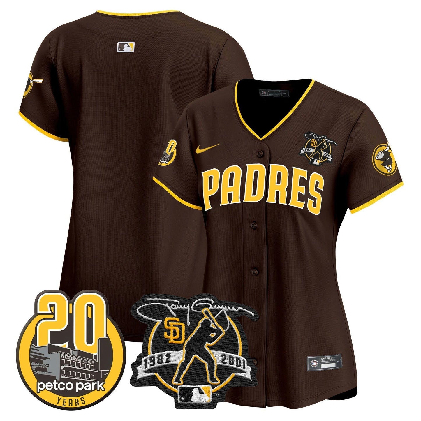 Camisa MLB Women’s Tony Gwynn & Petco Park 20th Patch Vapor Premier Limited Jersey
