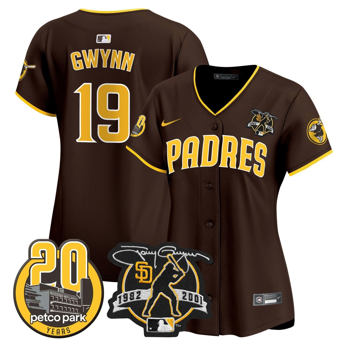 Camisa MLB Women’s Tony Gwynn & Petco Park 20th Patch Vapor Premier Limited Jersey