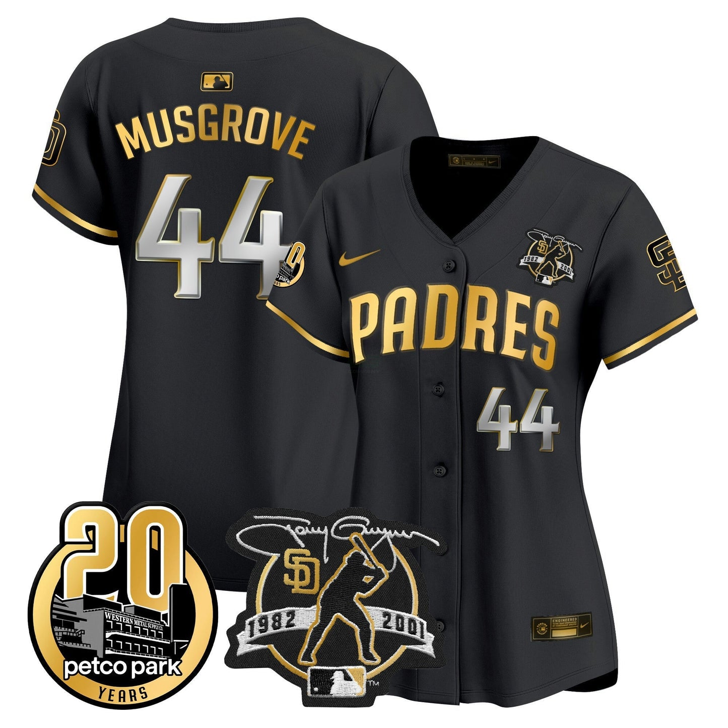 Camisa MLB Women’s Tony Gwynn & Petco Park 20th Patch Vapor Premier Limited Jersey