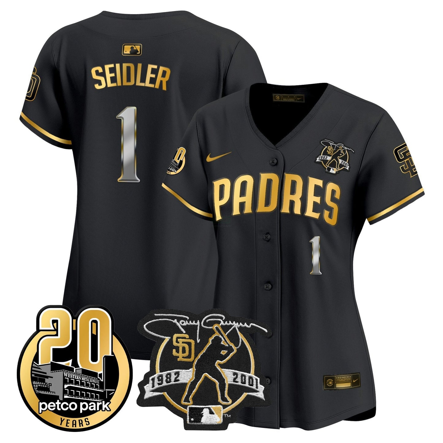 Camisa MLB Women’s Tony Gwynn & Petco Park 20th Patch Vapor Premier Limited Jersey
