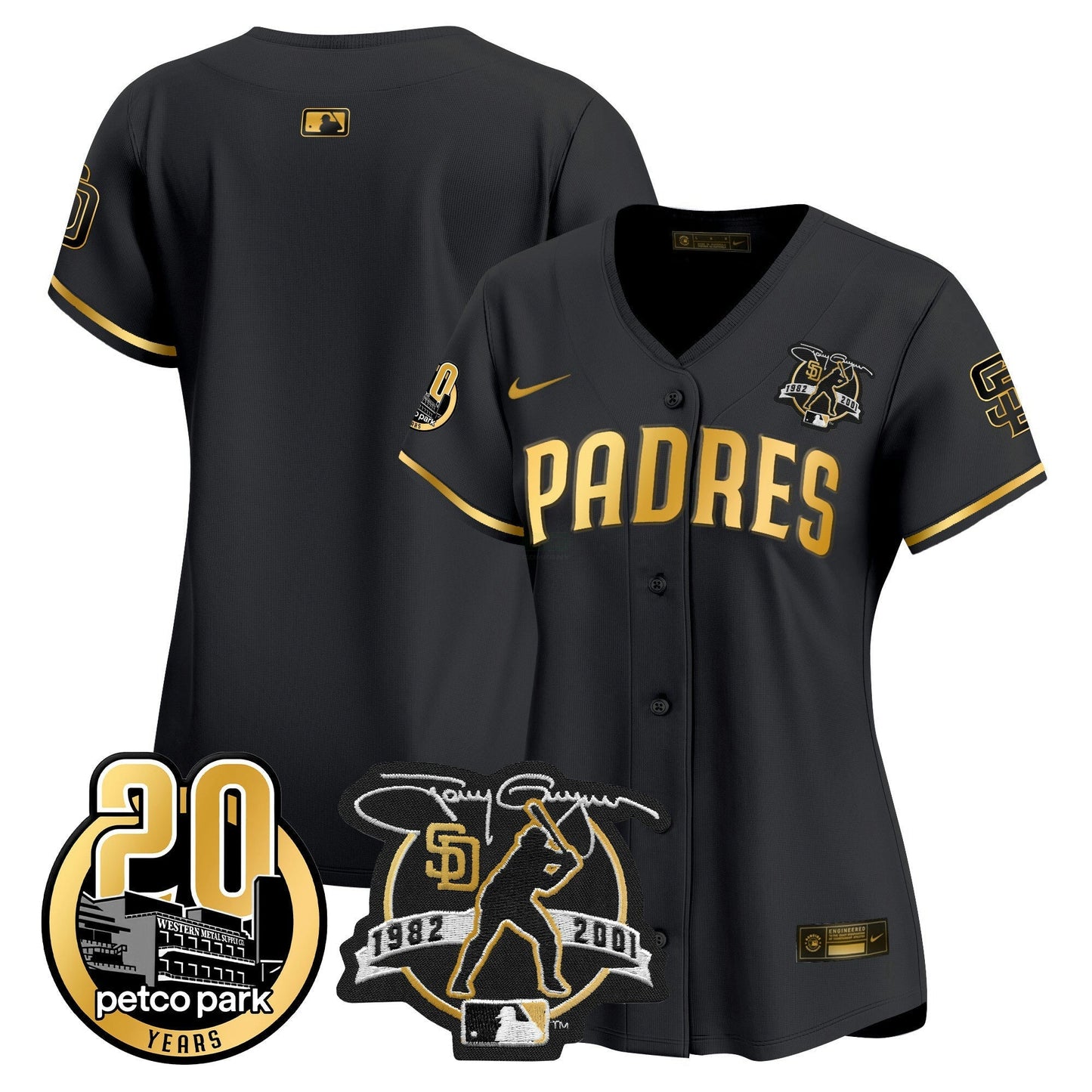 Camisa MLB Women’s Tony Gwynn & Petco Park 20th Patch Vapor Premier Limited Jersey