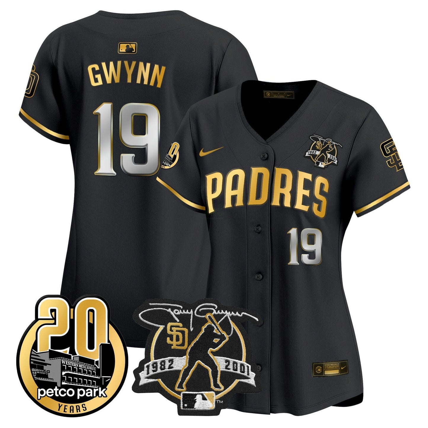 Camisa MLB Women’s Tony Gwynn & Petco Park 20th Patch Vapor Premier Limited Jersey