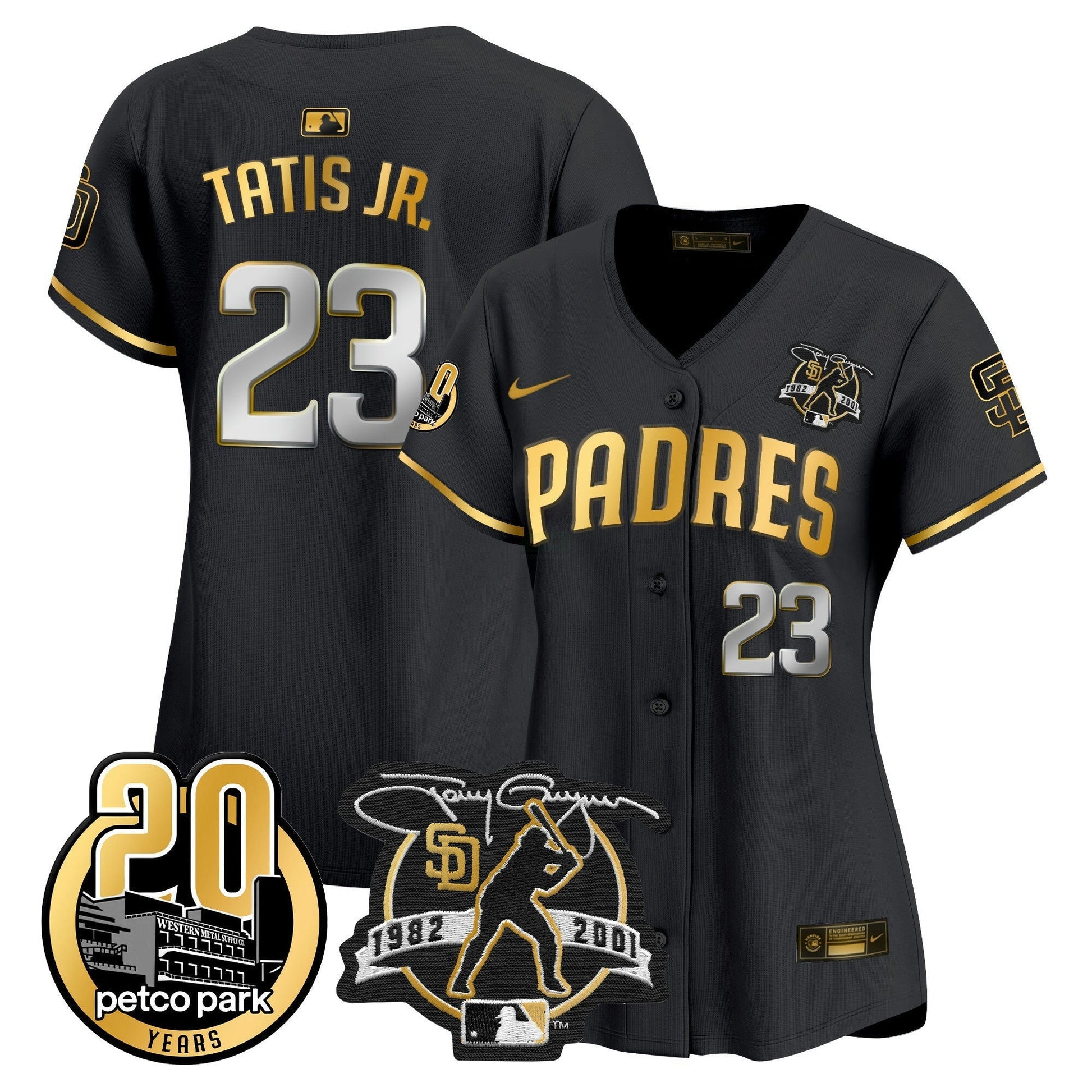 Camisa MLB Women’s Tony Gwynn & Petco Park 20th Patch Vapor Premier Limited Jersey