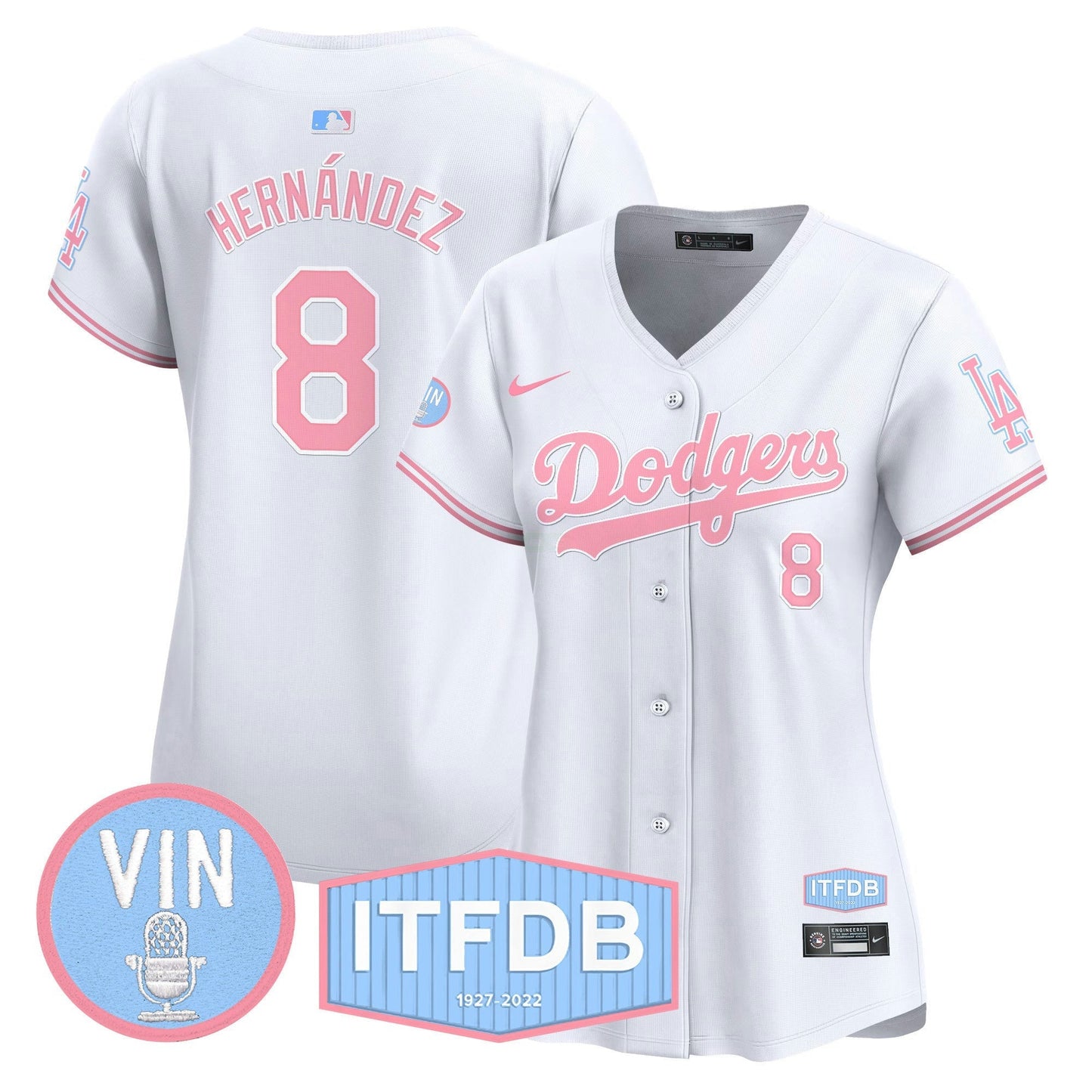 Camisa MLB Women’s Vin ITFDB Patch Bubblegum Pink Vapor Premier Limited Jersey