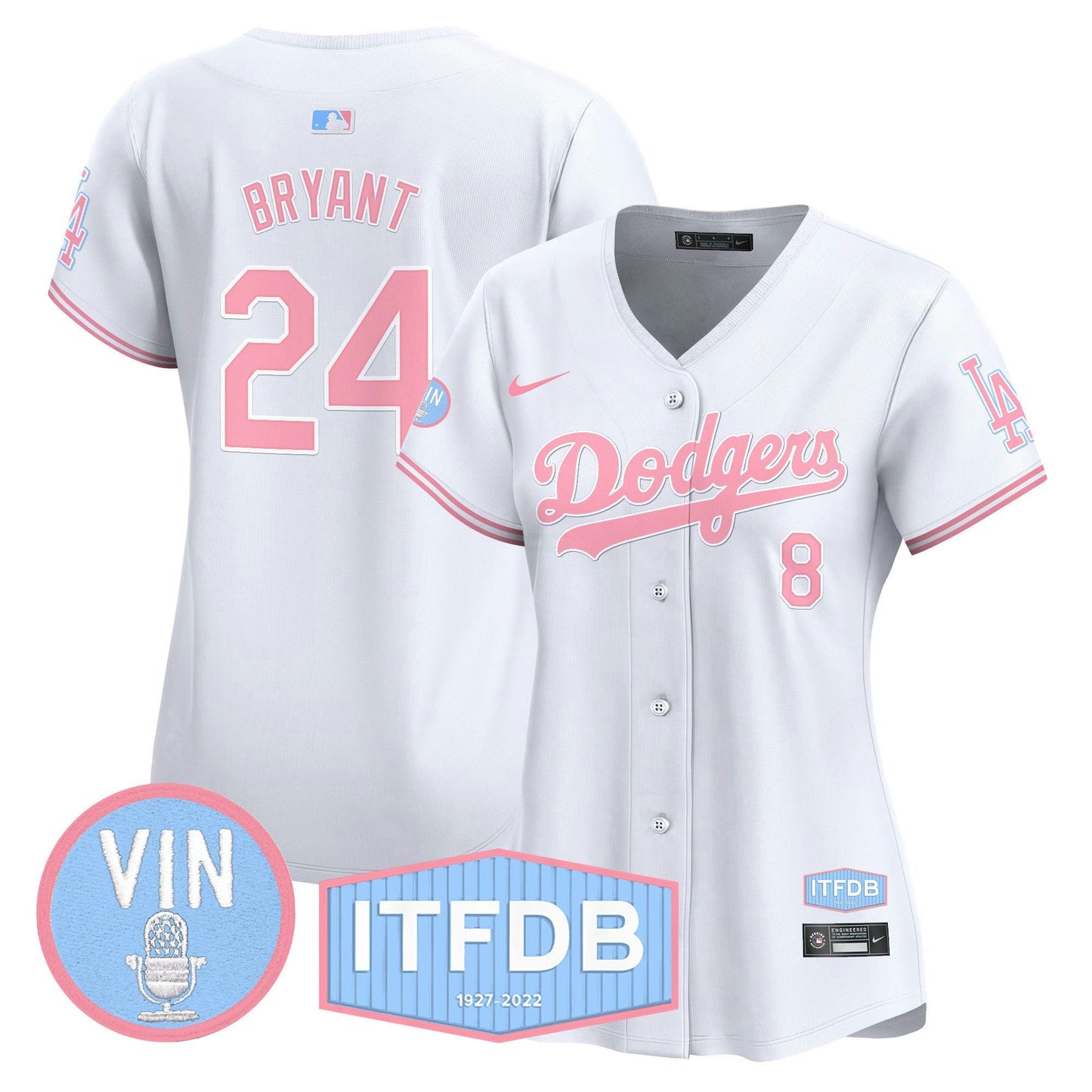 Camisa MLB Women’s Vin ITFDB Patch Bubblegum Pink Vapor Premier Limited Jersey