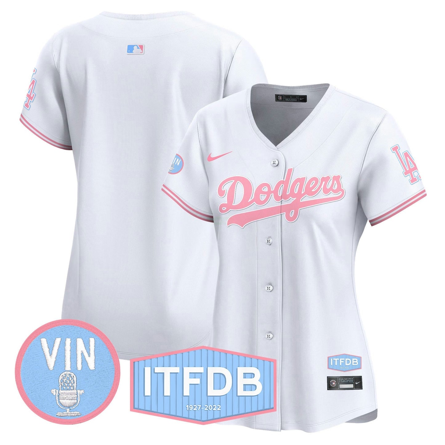 Camisa MLB Women’s Vin ITFDB Patch Bubblegum Pink Vapor Premier Limited Jersey