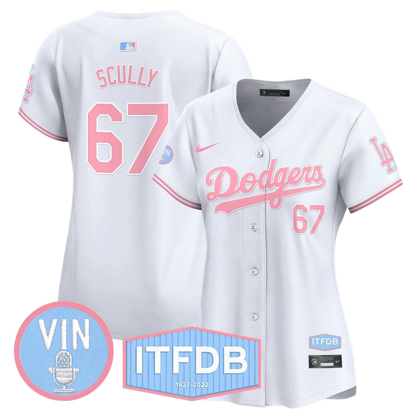 Camisa MLB Women’s Vin ITFDB Patch Bubblegum Pink Vapor Premier Limited Jersey