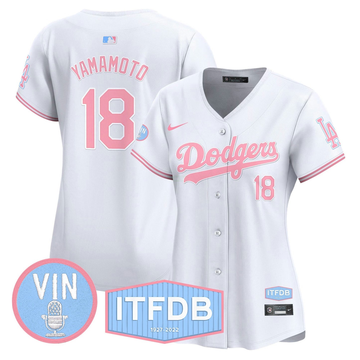 Camisa MLB Women’s Vin ITFDB Patch Bubblegum Pink Vapor Premier Limited Jersey