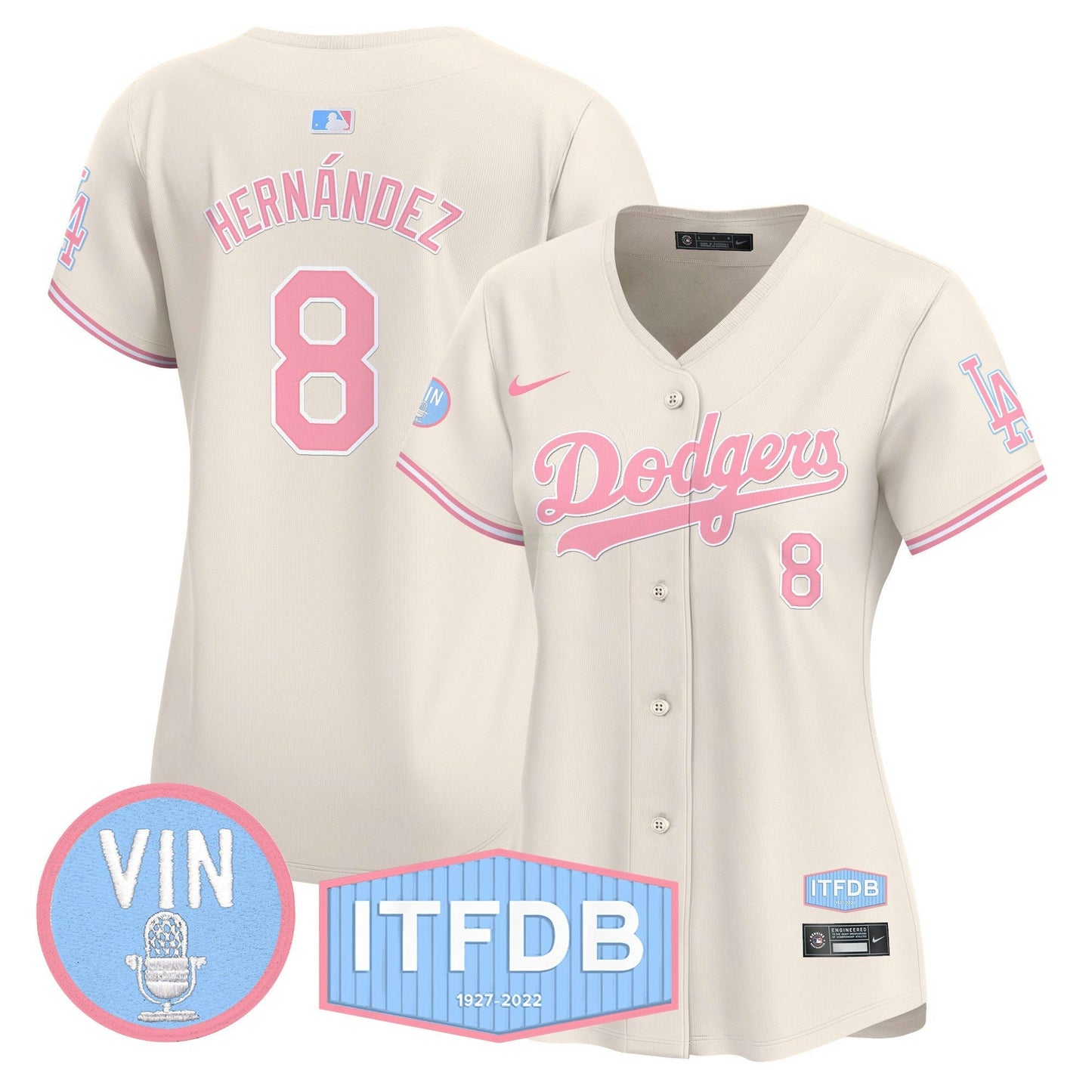Camisa MLB Women’s Vin ITFDB Patch Bubblegum Pink Vapor Premier Limited Jersey