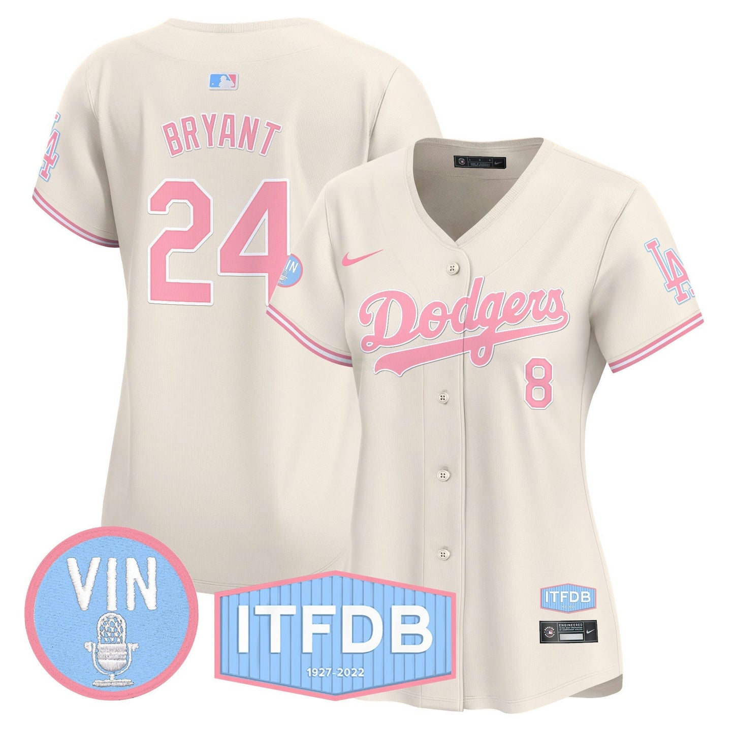 Camisa MLB Women’s Vin ITFDB Patch Bubblegum Pink Vapor Premier Limited Jersey