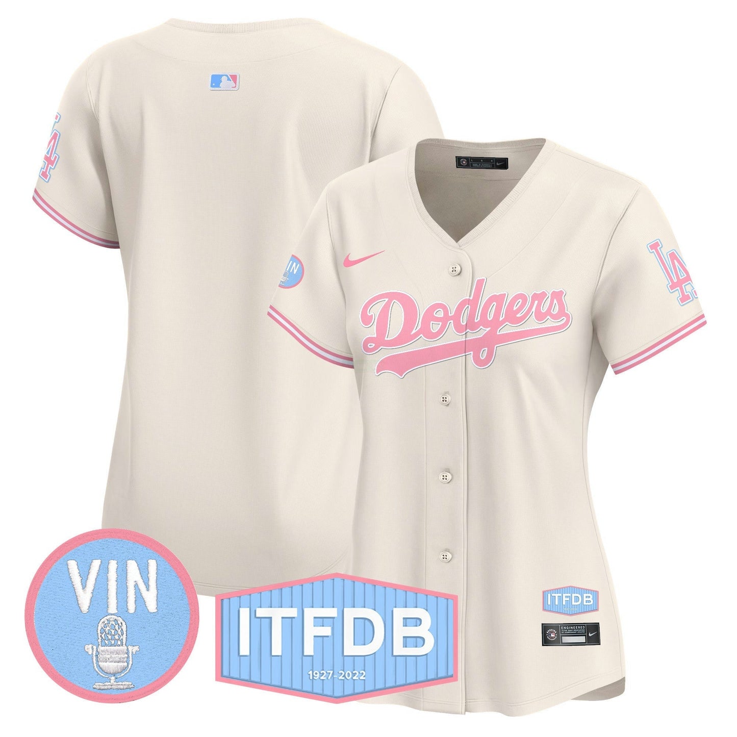 Camisa MLB Women’s Vin ITFDB Patch Bubblegum Pink Vapor Premier Limited Jersey