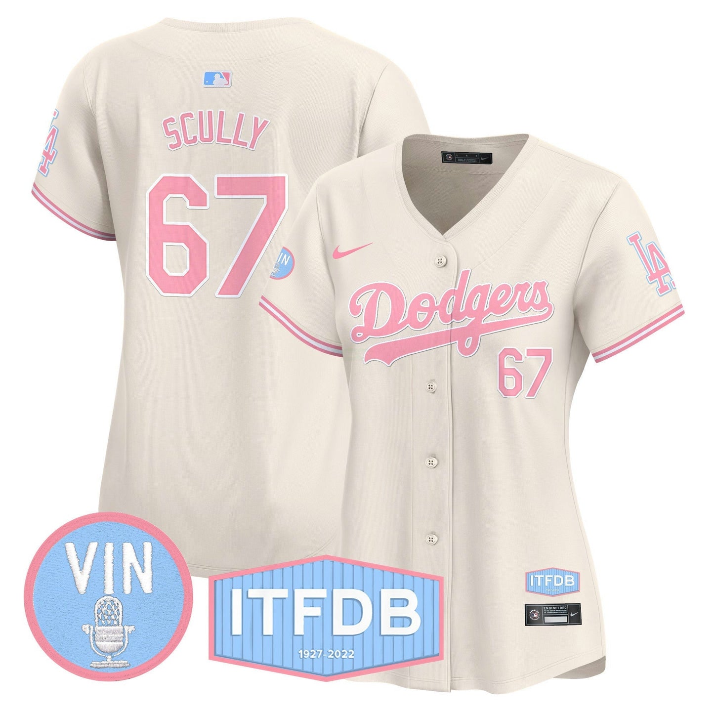 Camisa MLB Women’s Vin ITFDB Patch Bubblegum Pink Vapor Premier Limited Jersey